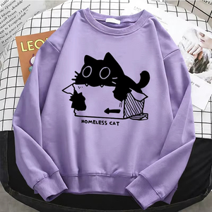 Sudaderas con capucha para mujer, diseño divertido de gato sin hogar, calidad profesional, sudadera básica cálida de forro polar, suave y Kawaii - Product Image 6