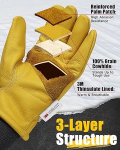Gants de sécurité en cuir véritable pour le poignet |   Protection au travail industriel |   Vente en gros d'usine - Product Image 3