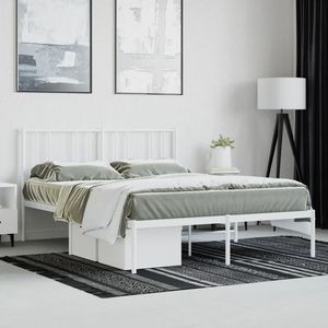 Cadre de lit en acier blanc thermolaqué, taille Queen, lits en métal - Product Image 4