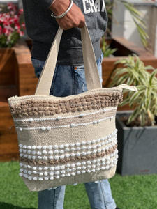 Vente en gros de sac cabas en jute personnalisé de grande capacité sac à provisions écologique et réutilisable sac à main en coton naturel pour usage quotidien fourre-tout en chanvre - Product Image 4