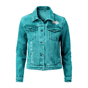 Veste en jean délavé style vintage avec col élégant, logo personnalisé, vente en gros, fabricant et fournisseur de vêtements de mode - Product Image 5
