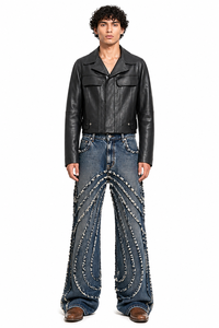 Veste en simili cuir noir pour homme, coupe structurée classique, streetwear, design minimaliste, fermeture éclair sur le devant, finition lisse de qualité supérieure - Product Image 4