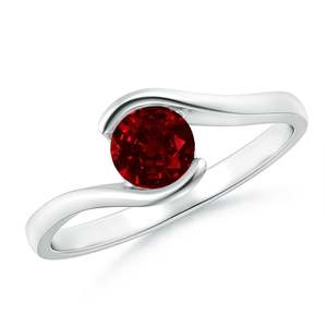 Bague de fiançailles et de mariage en argent sterling 925 plaqué rhodium avec grenat serti clos et griffes, style vintage pour tous les jours, pierre de naissance de janvier - Product Image 1