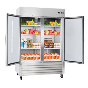 Attrezzatura di Refrigerazione per Cucine Commerciali, Congelatore Verticale da 32,2 Pollici di Larghezza, Doppia Porta in Vetro, Frigorifero Commerciale da 43,2 Piedi Cubi - Product Image 1