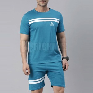 Conjuntos Cortos para Hombre 2026 al por Mayor, Logotipo Personalizado, 100% Algodón, Traje Deportivo de Verano de 2 Piezas, OEM, Conjunto Casual de Camiseta y Pantalones Cortos - Product Image 3