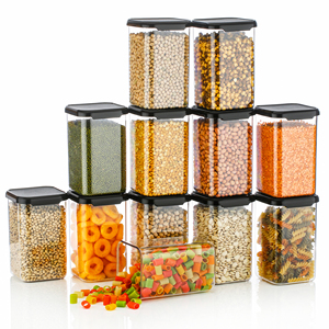 Conteneur de stockage alimentaire rectangulaire empilable transparent avec couvercle hermétique, capacité de 1100 ml / 1 kg - Product Image 5