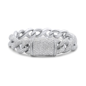 Round Brilliant Cut Diamond <b>Charm</b> Bracelet 14K Gold Plated Unisex Hiphop Filled Diamonds D Color Heavy Jewelry GIA Certified - Product Image 5