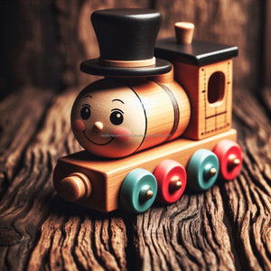 โมเดลรถขนของเล่นรถไฟไม้ของเล่นแบบใช้มือดันรถไฟของเล่นสำหรับเด็กชายหญิง1-3ปี - Product Image 4