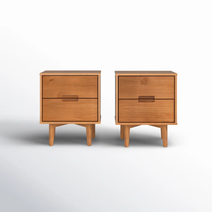 Nightstand ไม้เนื้อแข็งที่มี2ลิ้นชักชุด2โต๊ะข้างเตียงไม้สำหรับห้องนั่งเล่นห้องนอนพื้นที่ขนาดเล็ก - Product Image 6