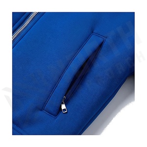 Blue Quilted Jacket With Puff Sleeves Stand Collar Zipper Closure Short Length Winter Wear Full Sleeve Solid Color - Product Image 5