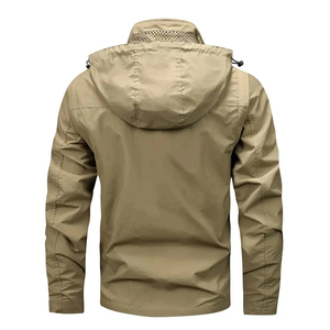 Detachable Hood Windproof <b>Mens</b> <b>Denim</b> <b>Jacket</b> Outdoor Casual Multi Pocket Stylish Coat - Product Image 6