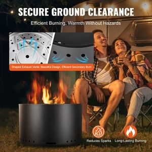 Braciere Senza Fumo in Acciaio Inox SUS430, 45,7 cm H x 71,1 cm D, Stufa a Legna con Vassoio Cenere Rimovibile, Decorazione per Patio - Product Image 5
