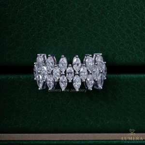 1.2CT Multi <b>Row</b> Marquise Cut Lab Grown Diamond Eternity Band Ring 14K White Gold Cluster Wedding Promise Rings for Women <b>Gift</b> - Product Image 2