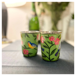 Cadeaux personnalisés avec impressions personnalisées, verres à pinte empilables en acier inoxydable imprimés sur mesure, design floral peint à la main, verre à boire décoratif - Product Image 6