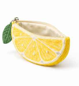 Porte-monnaie artisanal perlé pour femme, motif citron et perles, mini pochette zippée, design fruit mignon, portefeuille, porte-clés, pochette de soirée, anneau de mode - Product Image 3