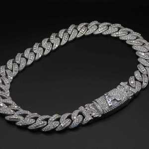 Collar de Cadena Cubana de Plata 925 Chapado en Oro con Moissanita, Corte Brillante Redondo, Estilo Hip Hop, Joyería Unisex - Product Image 4