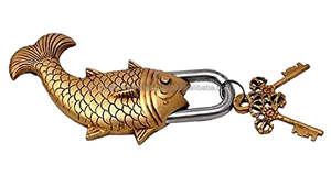 กุญแจทองเหลืองลายปลาแบบโบราณ สำหรับตกแต่งบ้าน ตู้ และประตู - Product Image 6