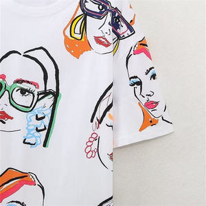 Proveedor de Fábrica de Camisetas para Mujer OEM, Camisetas de Algodón de Alta Calidad con Estampado y Bordado, Cuello Redondo, Corte Holgado para Marca Privada - Product Image 3