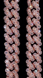 Cadena cubana de 22 mm con diamantes cultivados en laboratorio, plata 925, oro rosa, collar con incrustaciones de diamantes VVS1, 54 quilates en total, 550 g, joyería personalizada. - Product Image 6