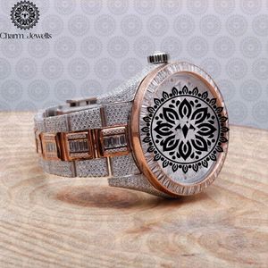 Montre pour homme Charm Jewells en acier inoxydable, boîtier de 40 mm, accents de diamants, analogique, luxe, mode, mouvement mécanique, date automatique, fonction push - Product Image 3