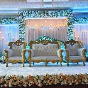 Elegante Juego de Sofás Blancos para Recepción de Bodas, Último Modelo de Sofá de Boda en Forma de Corazón Blanco y Dorado, Sofá de Diseño en Forma de Corazón, Fiji - Product Image 5