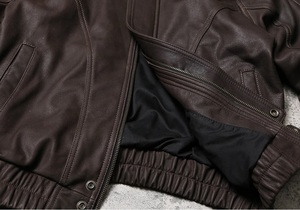 Men's vintage bomber Full grain brushed cowhide Classic moto <b>racer</b> Tailor made leather Retro <b>jacket</b> - Product Image 6