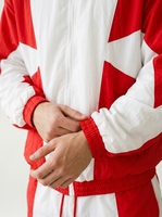 Survêtement Homme Rouge et Blanc Uni à Capuche Entièrement Zippé Décontracté Sportif Respirant Séchage Rapide Polyester Léger Coupe Classique Hiver