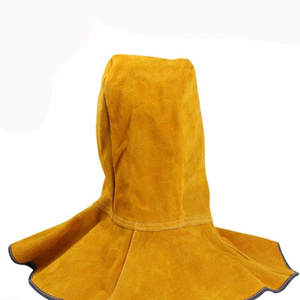 Couvre-casque de soudage en cuir de vachette fendu avec drapé pour le cou et les épaules, ignifuge, casquette de protection pour le soudage, unisexe - Product Image 2