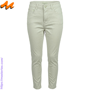 Pantalones de mezclilla para mujer, de cintura media, corte regular, de algodón/poliéster/elástico, largos, lavables, transpirables, para primavera/verano - Product Image 1