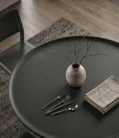 Table à manger ronde en bois massif noir, meubles de salle à manger modernes, taille personnalisée, fabrication artisanale, durable, extensible