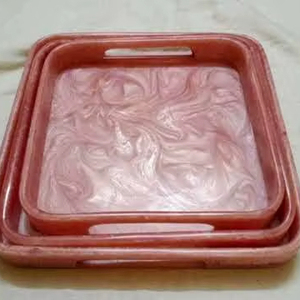 Resin Tray 10x10 Inch Square Waterproof Handmade Abstract Marble Pattern Modern Luxury Design Multi-Purpose for <b>Kitchen</b> Dining - Product Image 1