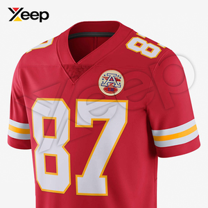 เสื้อฟุตบอลอเมริกัน XEEP รุ่นปรับแต่งได้ XC-AFU-12 สำหรับผู้ชาย เนื้อผ้าโพลีเอสเตอร์น้ำหนักเบา ระบายอากาศได้ดี พิมพ์ลายด้วยเทคโนโลยีฮีททรานเฟอร์ ประสิทธิภาพสูง - Product Image 3