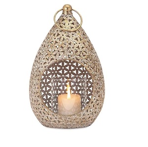 Hermoso Portavelas Decorativo de Acero Inoxidable y Vidrio con Acabado Dorado Hecho a Mano y Personalizado - Product Image 2