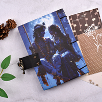 Agenda A5 à fermeture éclair, couverture rigide, thème Nuit de Radha Krishna, écologique et haut de gamme |   Journal vintage fait main, 100 feuilles, carnet spirituel
