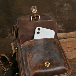 Bolso Bandolera Retro de Cuero Genuino de Alta Calidad para Hombre, Bolso de Hombro Cruzado Vintage, Bolso de Mensajero para Boda, Cumpleaños, Viajes - Product Image 5