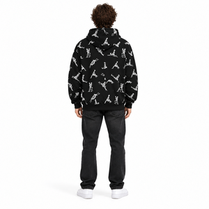 Custom Men's Skeleton Print <b>Zip</b> Up Hoodie Oversized Streetwear <b>Full</b> <b>Zip</b> <b>Sweatshirt</b> - Product Image 3