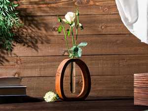 Walnut Wood Flower <b>Vase</b> Tabletop Hydroponic Creative <b>Small</b> Flower <b>Vase</b> Wholesale Creative Glass Tube Walnut Wood Simple Desktop - Product Image 6