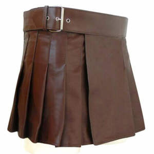Vente chaude Custom Made Steampunk Brown Vintage Leather Utility Kilt Scottish Wear avec fermeture à boucle | Acheter maintenant - Product Image 1