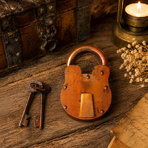 SHUBHAM Vintage Copper Look Handmade Iron Geometric Padlock <b>Door</b> Mount Decoration <b>Rustic</b> Home Decor for Entryway Outdoor Use - Product Image 1