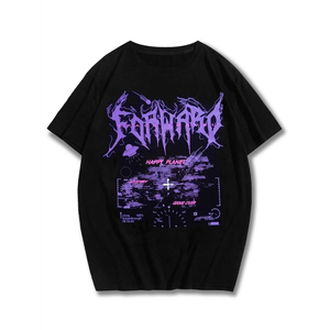 Camiseta Oversize de Algodón para Hombre con Estampado de Cara y Diseño de Estrella Roja, Estilo Urbano, Manga Corta, Cuello Redondo, Ajuste Jersey - Product Image 2