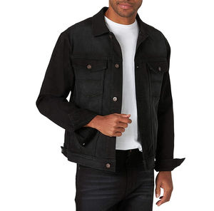 Veste en jean noire pour homme, style classique décontracté, coupe ajustée, en coton, pour le streetwear, nouveauté - Product Image 6