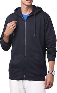 Single Zip-Up Hoodie with <b>Thick</b> <b>Fleece</b> Polyester/Spandex 310g Long Elegant Formal Spring Plain Front Logo - Product Image 3