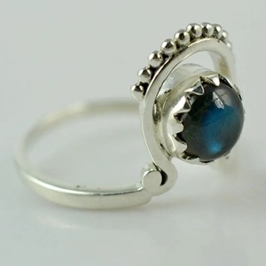 <b>Labradorite</b> <b>Ring</b> 925 Sterling Silver Handmade Boho Statement Promise Jewelry for Women Natural Round Shape Gemstone Jewelry - Product Image 2