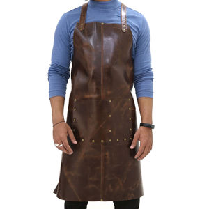 Delantal de Soldador de Cuero PU Personalizado 2026, Color Marrón, Delantal de Trabajo de Cuero Suave de Alta Calidad para Hombre, Hecho en Pakistán - Product Image 1