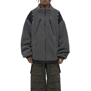 Ventes en gros de vestes bomber en sherpa Y2K High Street pour hommes, automne-hiver, coupe ample, grande taille, style hip-hop, lettreman, enduit, écologique - Product Image 1
