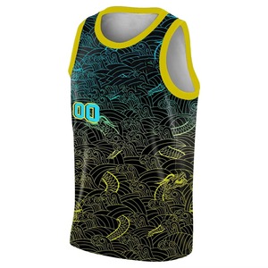 Ensemble de maillots de basket-ball personnalisés à motif d'ondes japonaises, impression par sublimation, uniforme de basket-ball unisexe, respirant, séchage rapide, été, équipe - Product Image 3