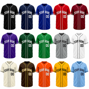 Custom Solid Color Plus Size Baseball Jersey Button Down Team Shirt Adult Youth OEM ODM Manufacturer - Product Image 2