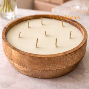 Grand bol à bougie en bois, bols à bougie en bois - Product Image 3