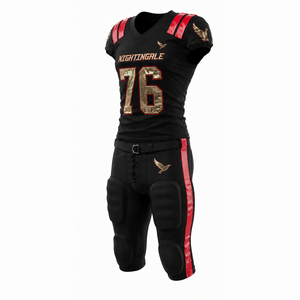 Ensemble d'uniformes de football américain Nightingale, noir, rouge, or, maillot et pantalon sublimés, pour hommes adultes, ajustés, respirants - Product Image 6