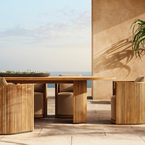 Mesa rectangular de madera de teca en oferta, con un estilo moderno y sencillo, ideal para restaurantes junto a la playa o junto a la piscina. - Product Image 6